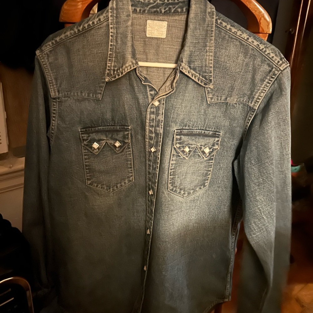 The Real McCoy denim button down shirt. Men’s but looks great on anyone!